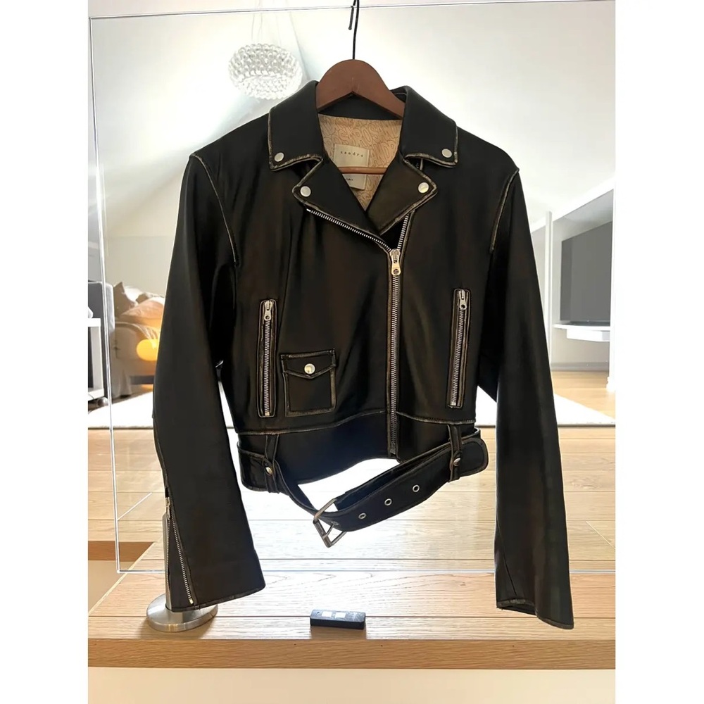 Sandro Shay Leather Moto Jacket sz 1